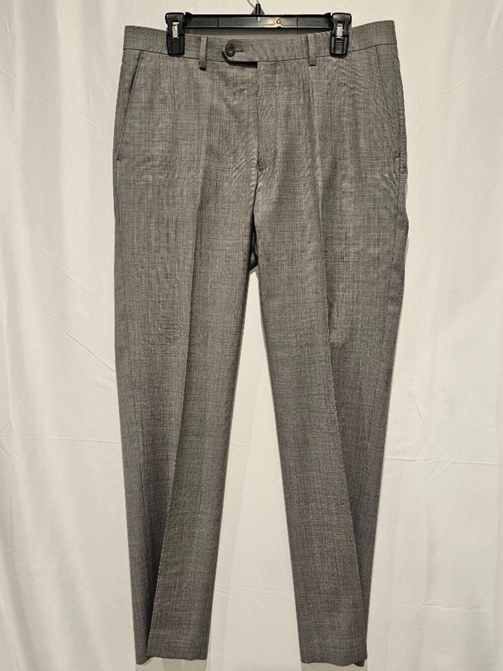 Michael Kors Men's Gray Wool Blend Dress Pants 34x32 Classic Crosshatch Flat Fr